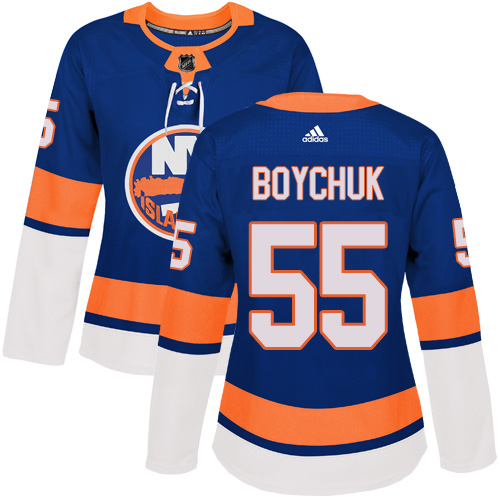 Adidas New York Islanders #55 Johnny Boychuk Royal Blue Home Authentic Women Stitched NHL Jersey->women nhl jersey->Women Jersey